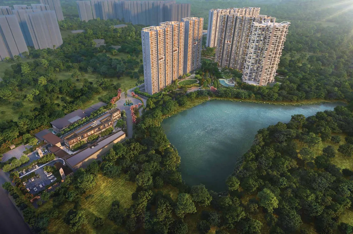 Mana Skanda The Right Life aerial view of the township and lake