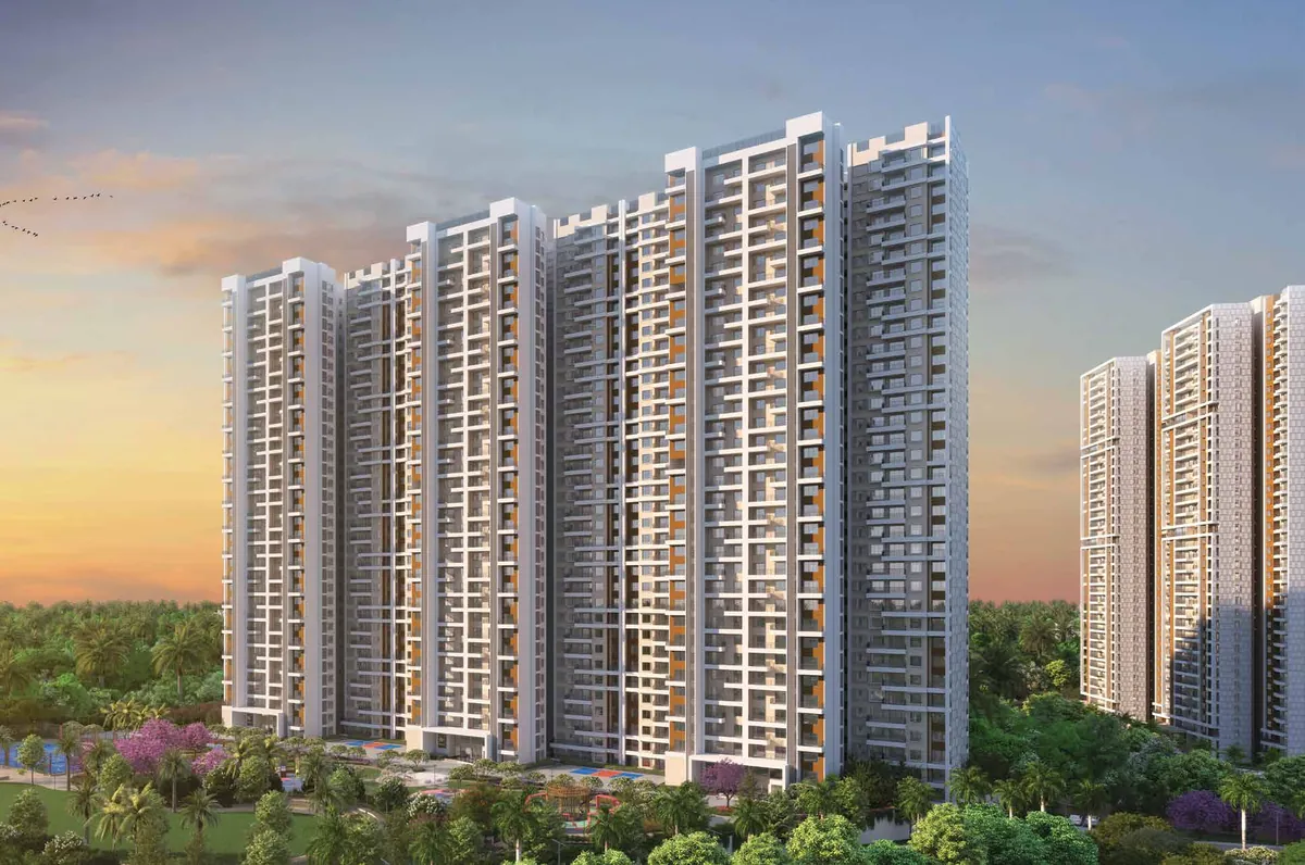 Mana Skanda The Right Life high-rise towers at sunset
